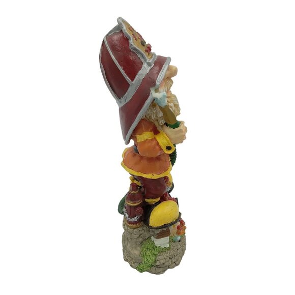 Vintage Fireman Figurine Holding Hose, Wearing Hat, Small Fire Truck - Picture 2 of 7